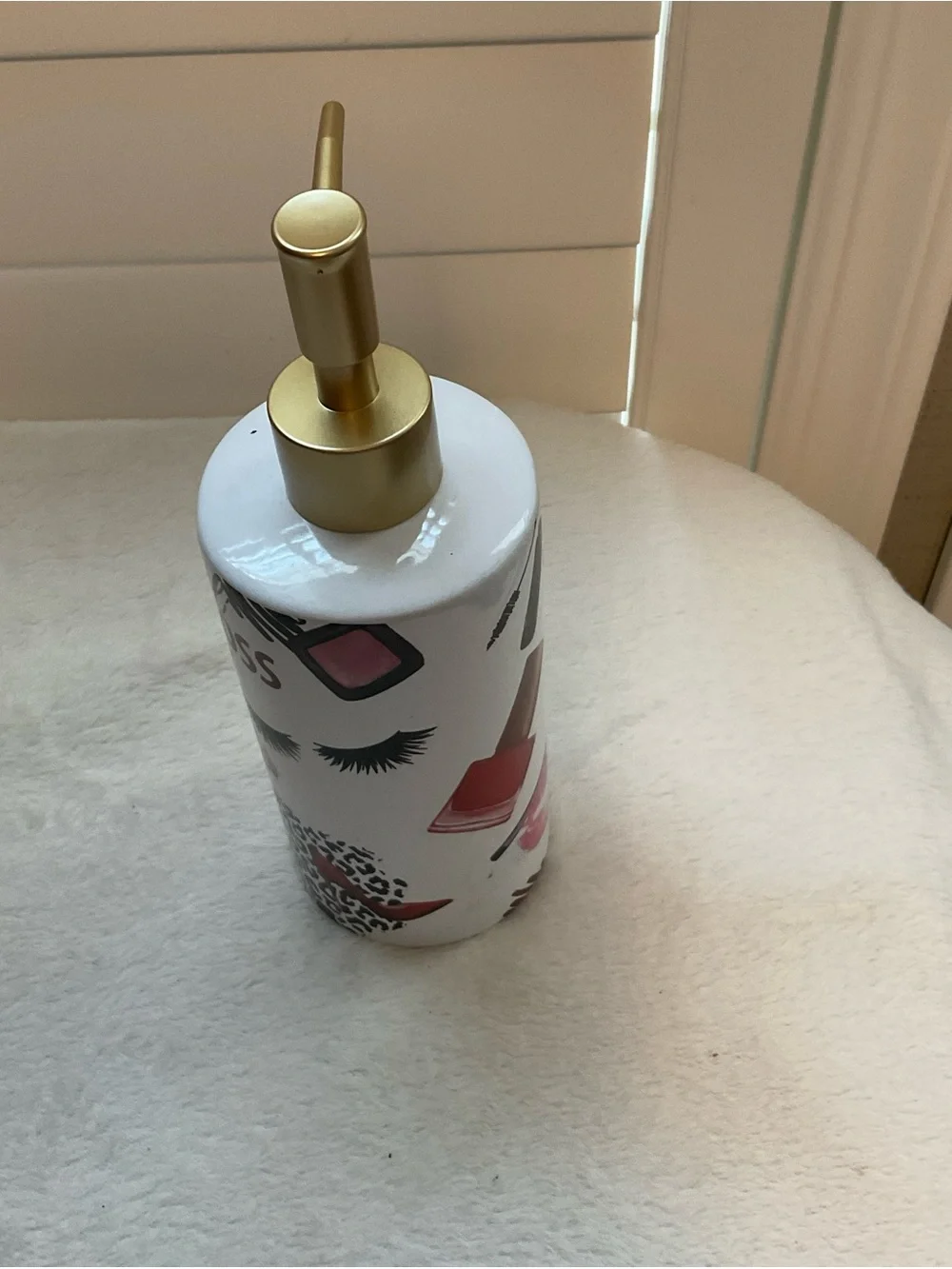 Girl Boss Gold & White Ceramic Dispenser - Decorative Lotion or Soap Pump